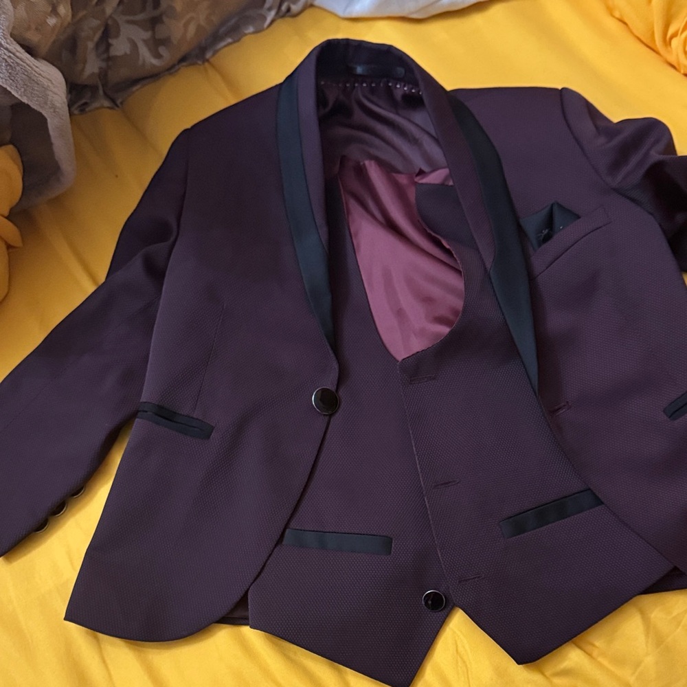 Stylish Kids' Purple Blazer and Vest Set
